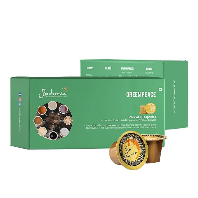 Bonhomia Green Peace - Vegetal & Bright Tea, Nespresso Compatible Pods Unflavored