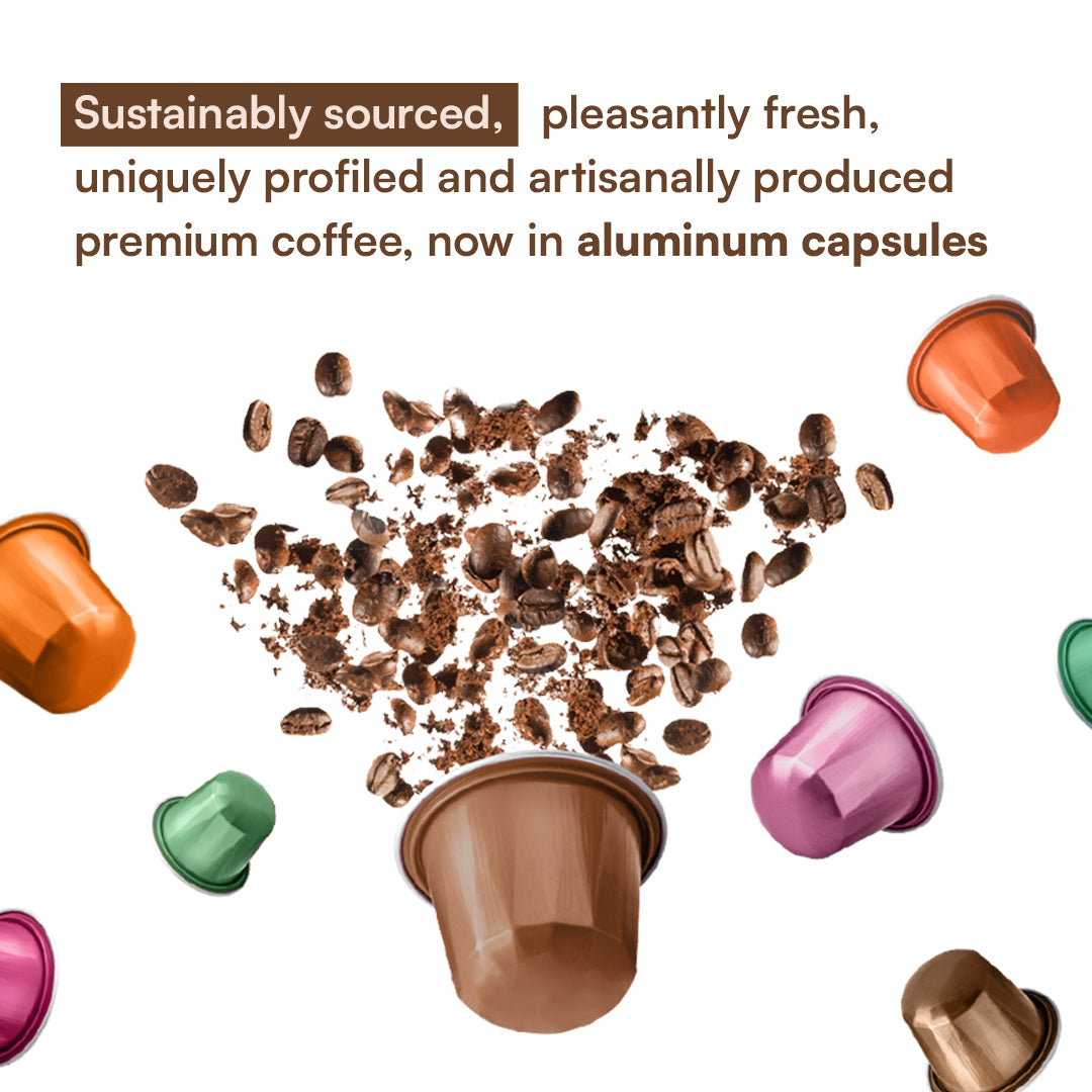 Decaf Espresso Pods - Intensity 5/10 | Nespresso Compatible | Medium Dark / Full City Roast | Premium AA+ Grade Beans | Aluminum Capsules