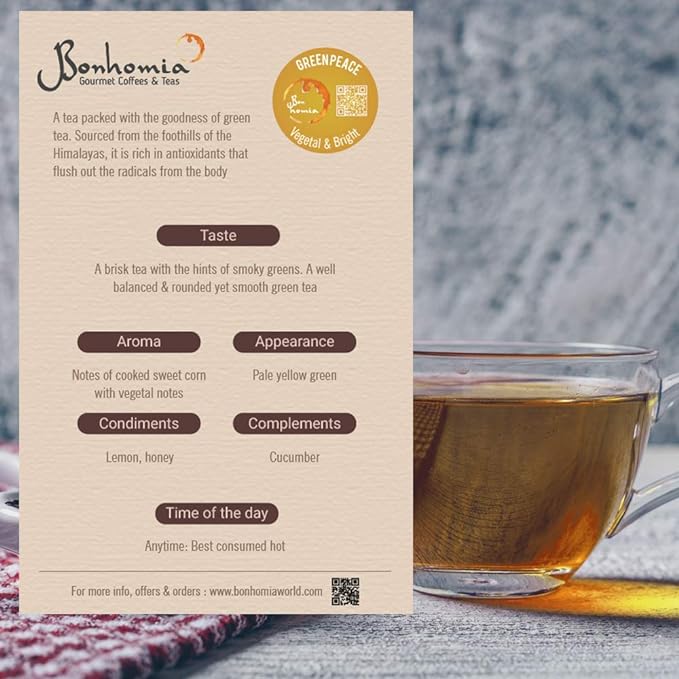 Bonhomia Green Peace - Vegetal & Bright Tea, Nespresso Compatible Pods Unflavored