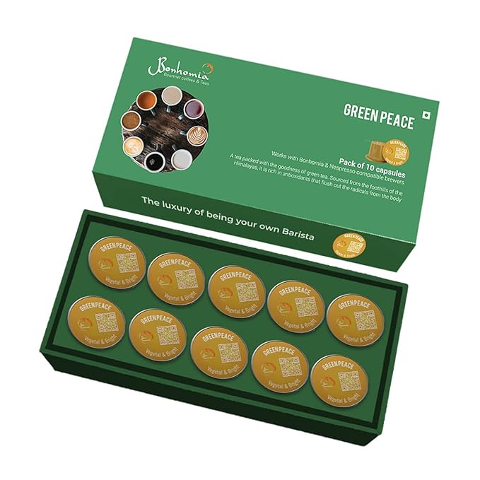 Bonhomia Green Peace - Vegetal & Bright Tea, Nespresso Compatible Pods Unflavored
