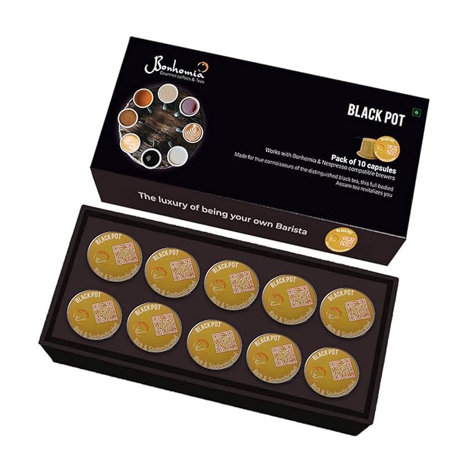 Bonhomia Black Pot - Rich & Sophisticated Tea, Nespresso Compatible Pods - Lemon