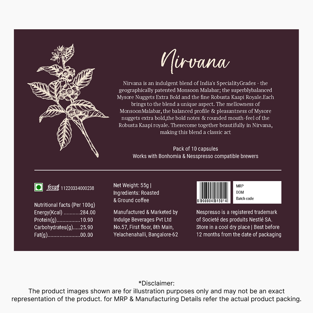 Nirvana Espresso Pods - Intensity 7/10 | Nespresso Compatible | Medium Dark Roast | 100% Specialty AA+ Beans | Aluminum Capsules