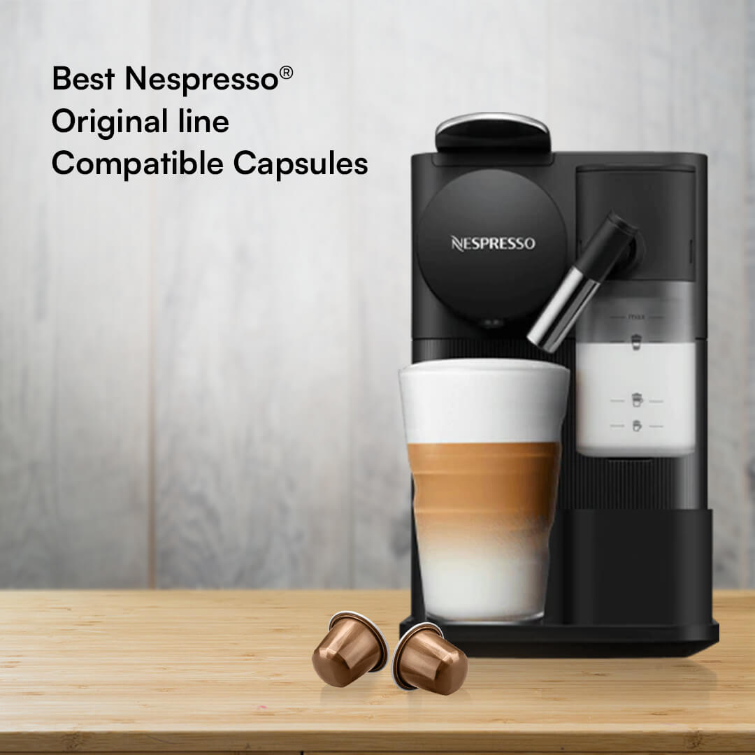 Dark Deeds Espresso Pods | Medium Dark Roast | Aluminum Capsules | Nespresso Compatible | Intensity 8/10 | Premium AAA Grade Beans
