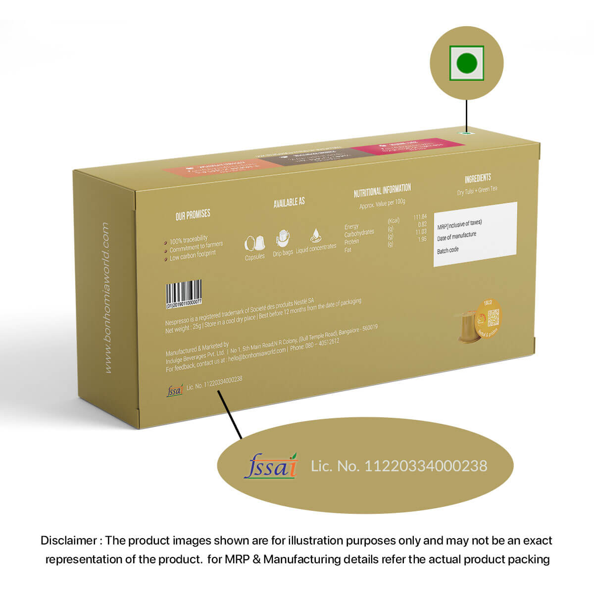 Tulsi - Herbal & Pristine Tea Nespresso Compatible Pods | Tea Capsules