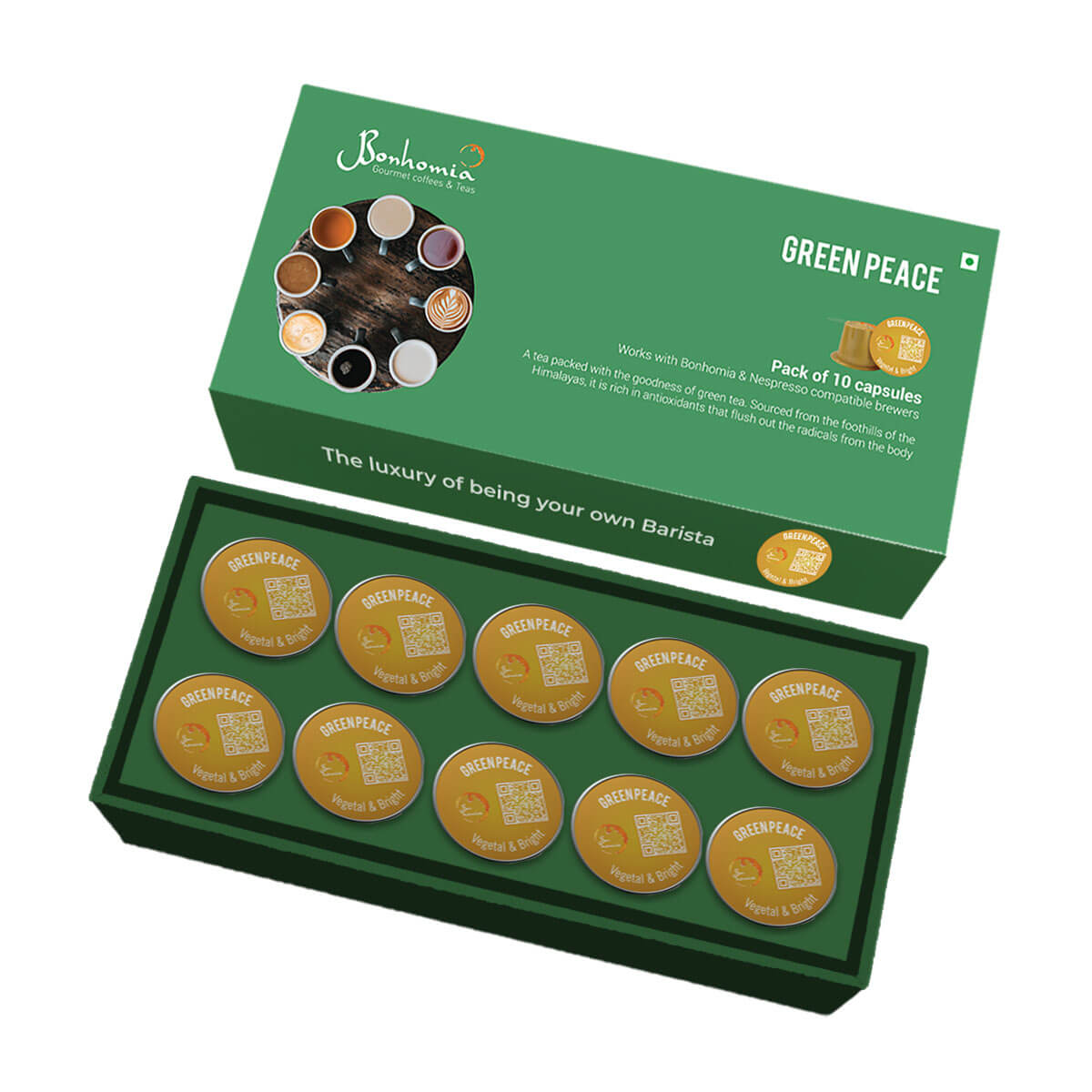 Green Peace - Vegetal & Bright Tea | Nespresso Compatible Pods | Tea Capsules