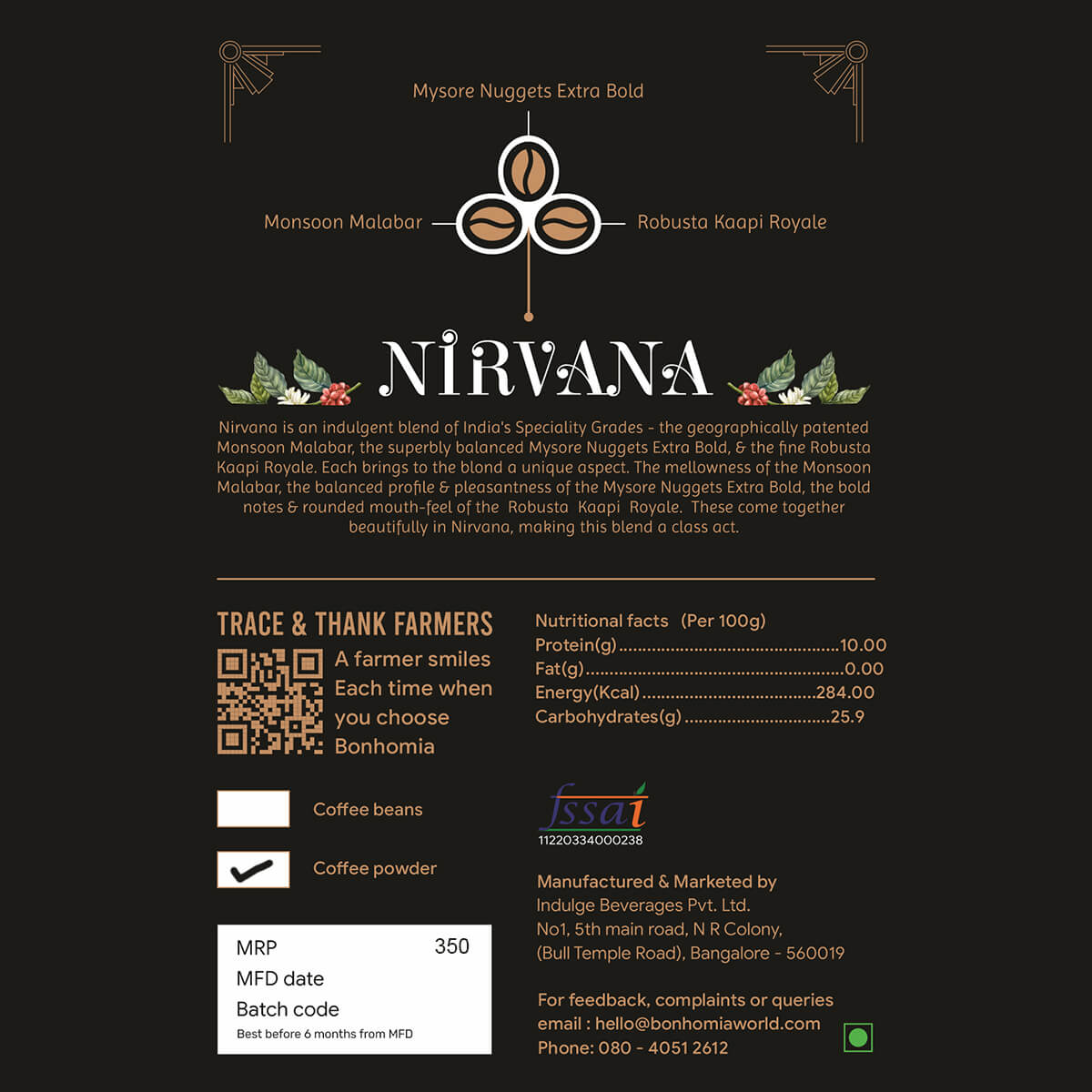 Nirvana | Specialty Ground Coffee Blend | 200 Gms
