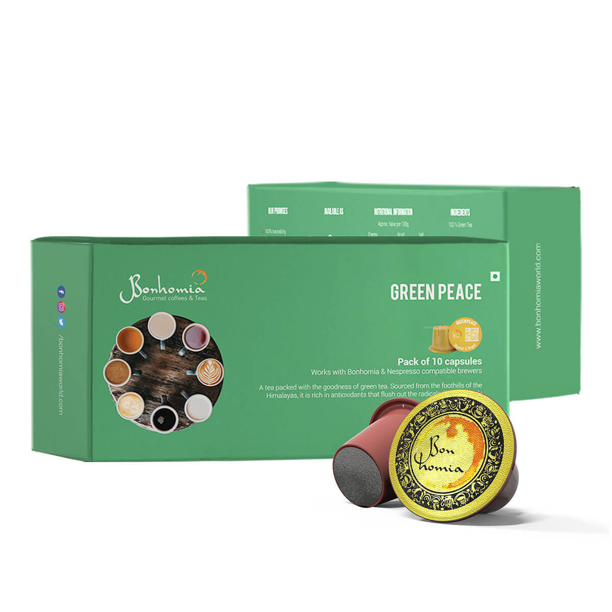 Green Peace - Vegetal & Bright Tea | Nespresso Compatible Pods | Tea Capsules