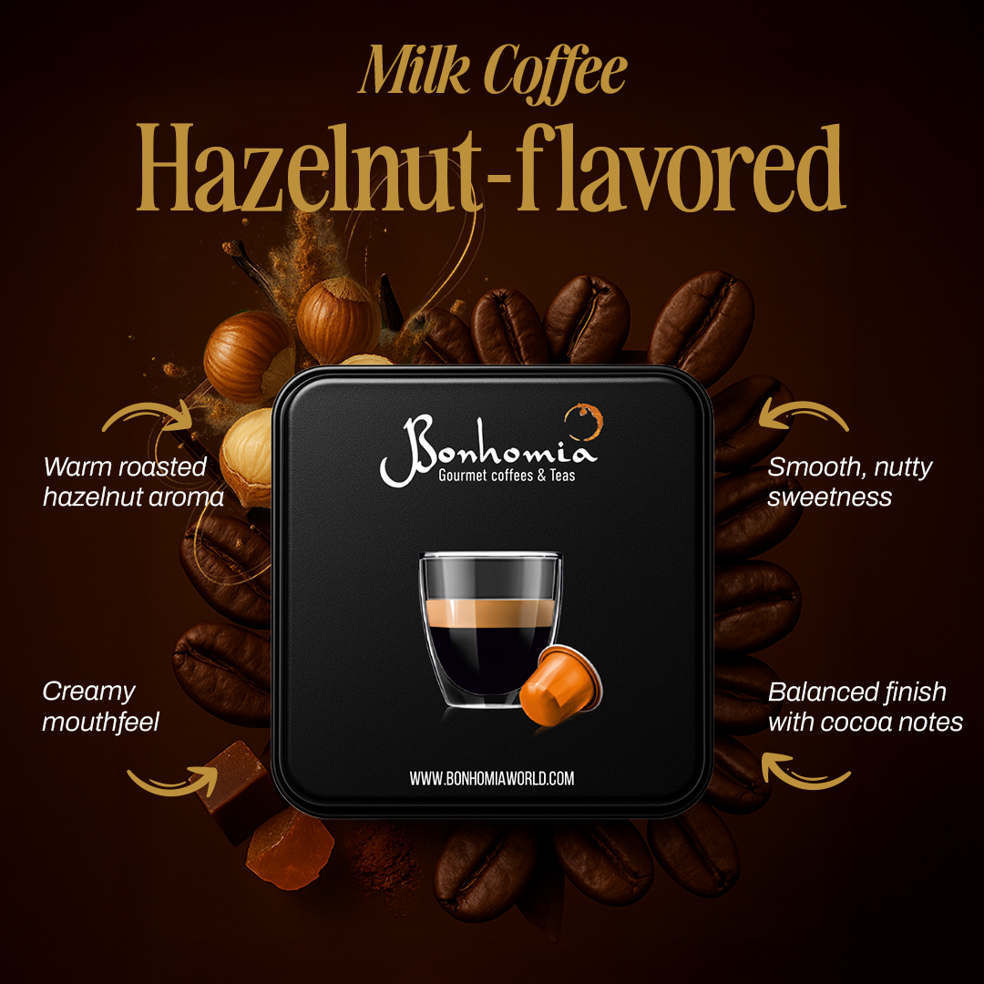 Bonhomia Hazelnut Coffee Pods | Nespresso Compatible Aluminum Capsules| AAA Grade Beans