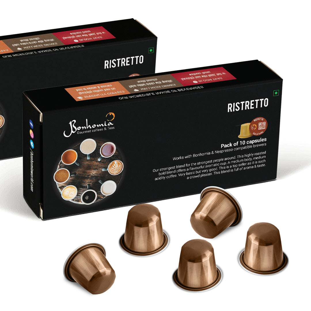 Ristretto - Rich & Earthy Coffee, Intensity 10/10 | New Aluminium Capsules | Nespresso Compatible Coffee Pods