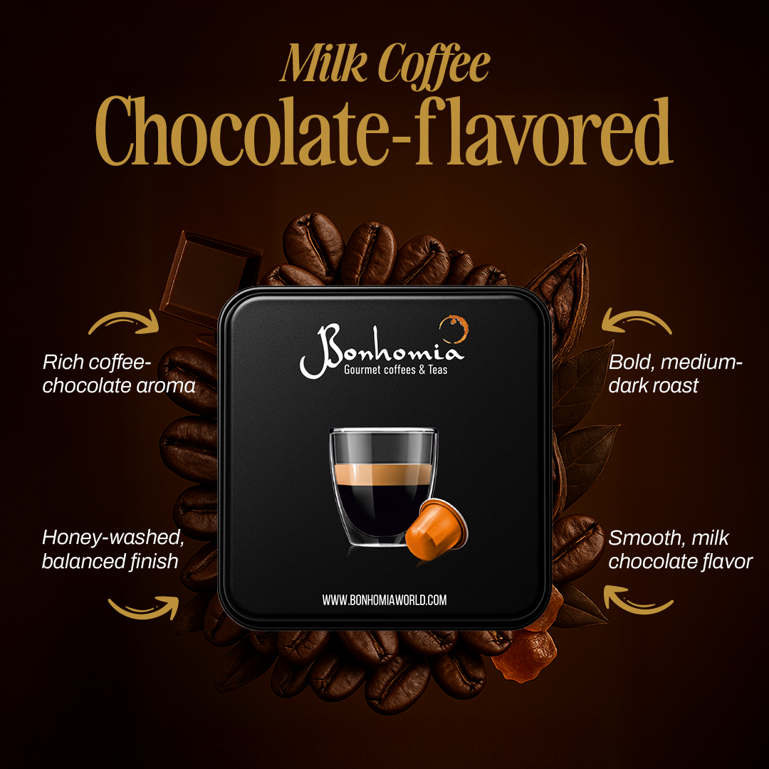 Bonhomia Chocolate Coffee Pods | Nespresso Compatible Aluminum Capsules | AAA Grade Beans