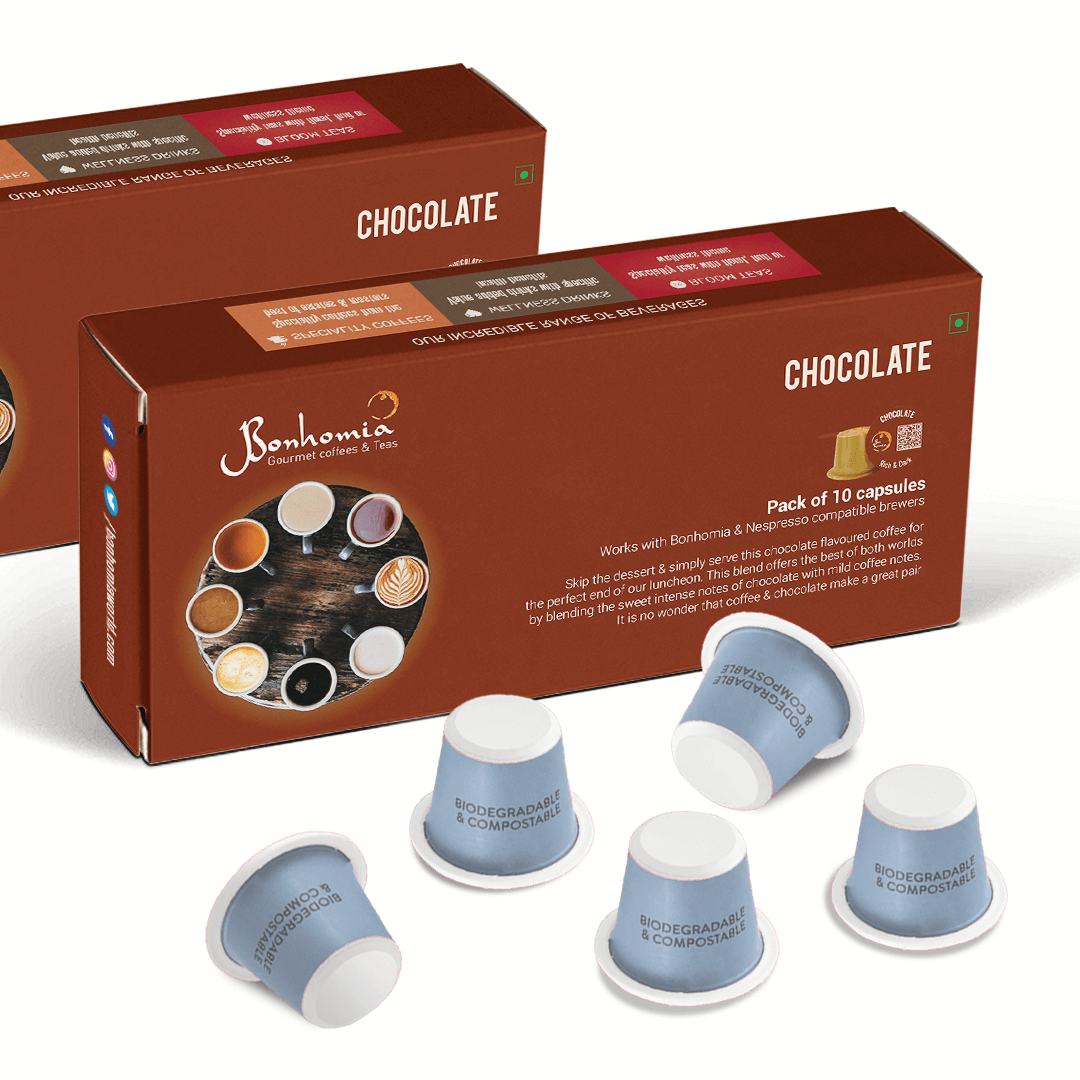 Chocolate Coffee Pods |Nespresso Compatible | Biodegradable Capsules | AAA Grade Beans