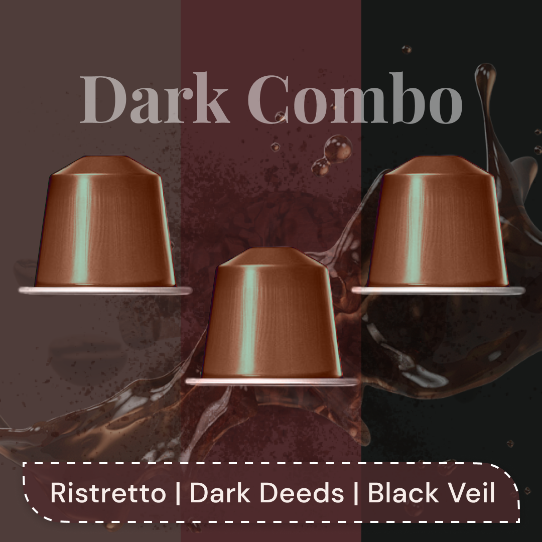 Dark Roast Coffee Combo (30-Count) | Nespresso Compatible | Dark Deeds, Ristretto, Black Veil | Premium AAA Grade Beans
