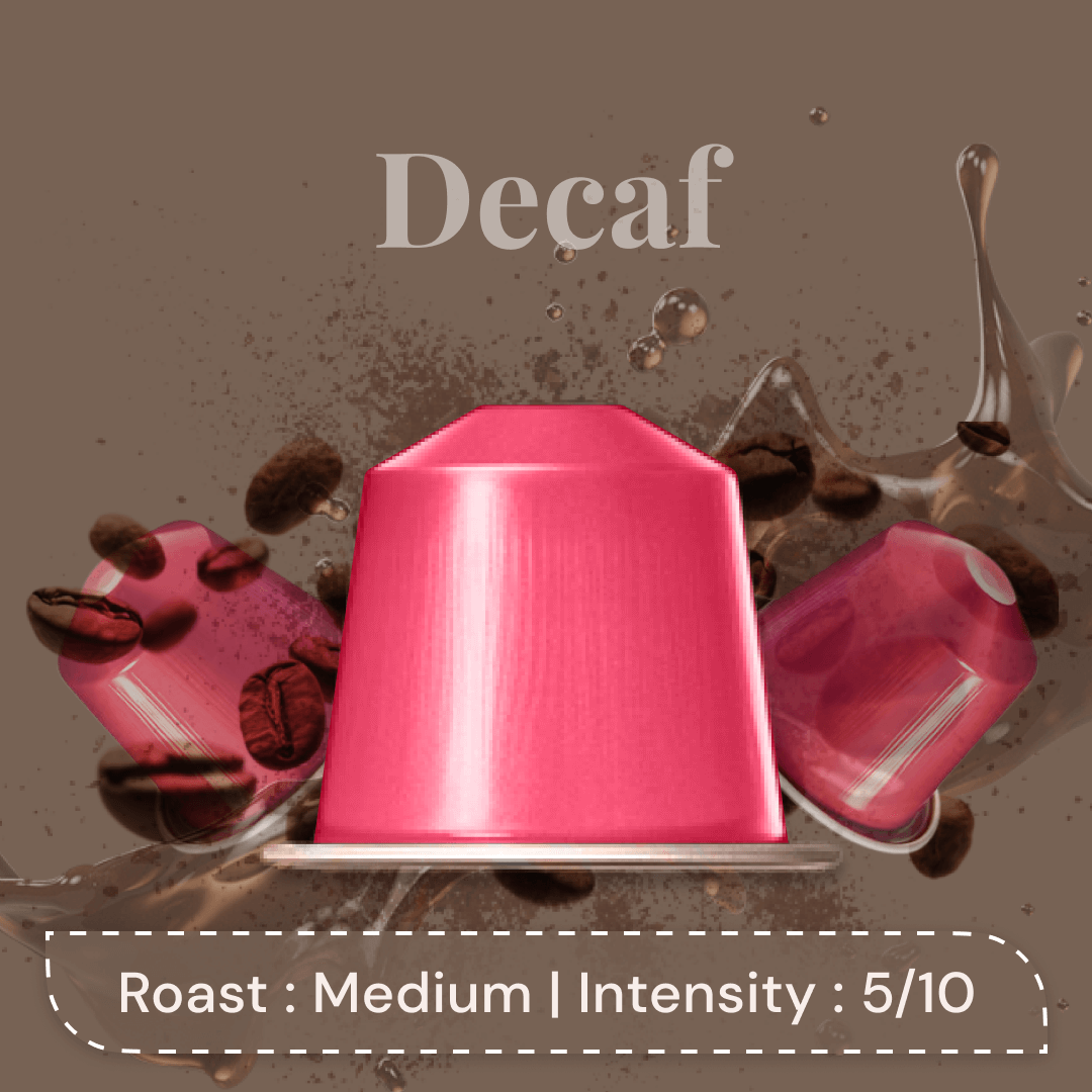 Decaf - Mild & Creamy Coffee, Intensity 5/10 | New Aluminium Capsules | Best Nespresso Compatible Coffee Pods