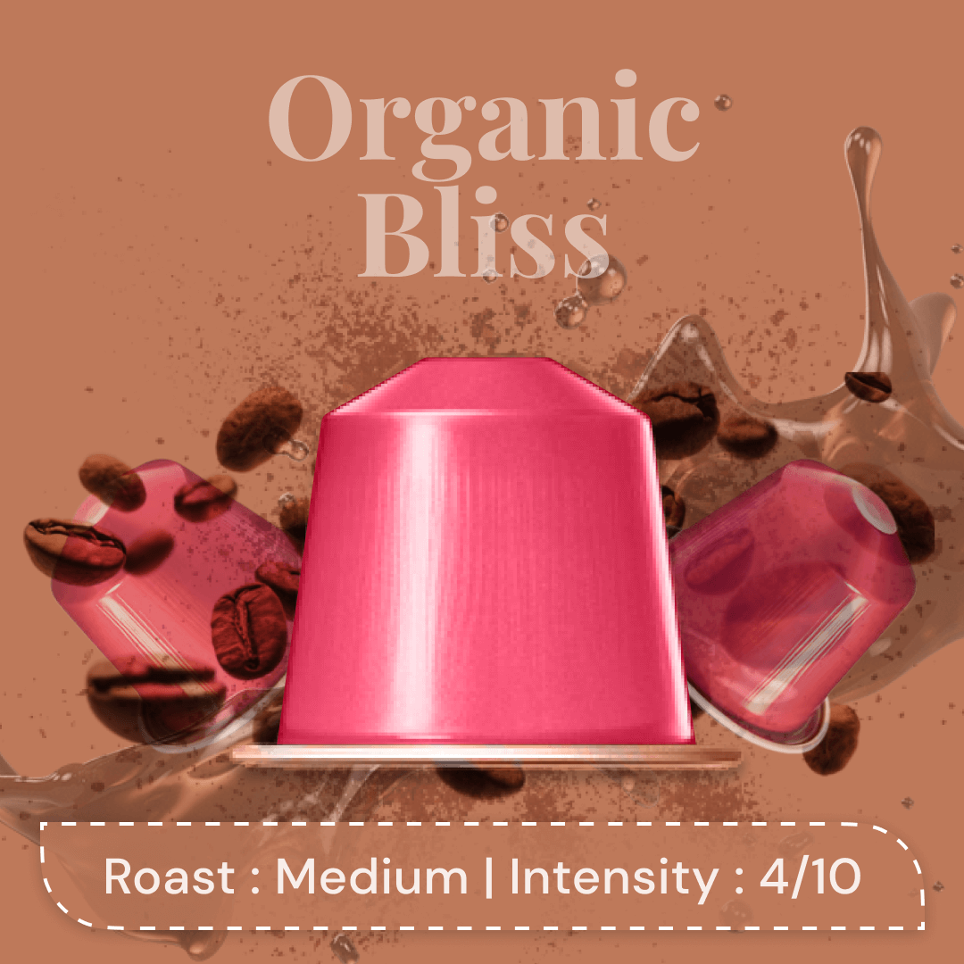 Organic Bliss Espresso Pods - Intensity 4/10 | Nespresso Compatible | Medium Roast | Premium AA+ Grade Beans | Aluminum Capsules