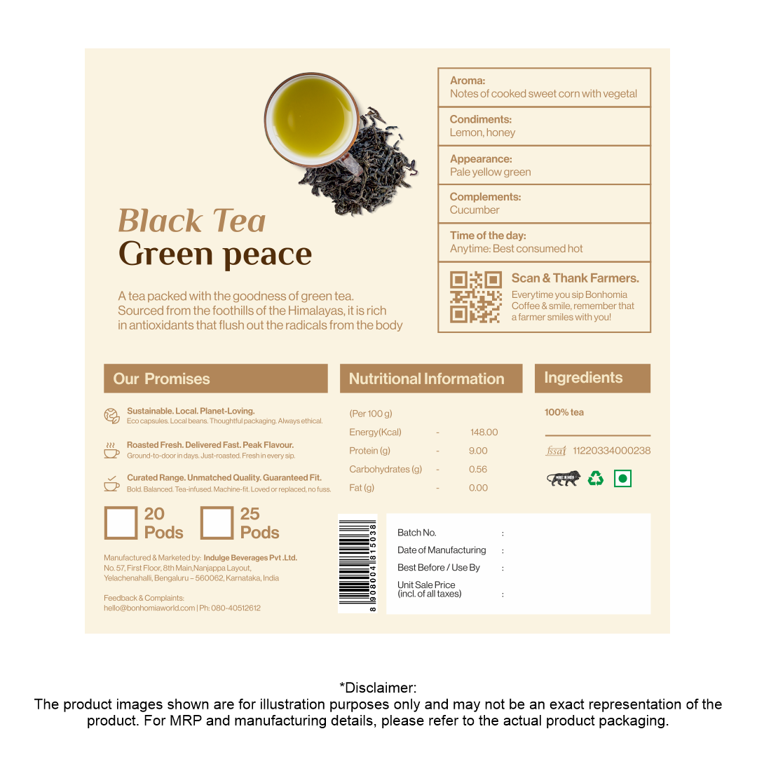 Green Peace - Vegetal & Bright Tea | Nespresso Compatible Pods | Tea Capsules