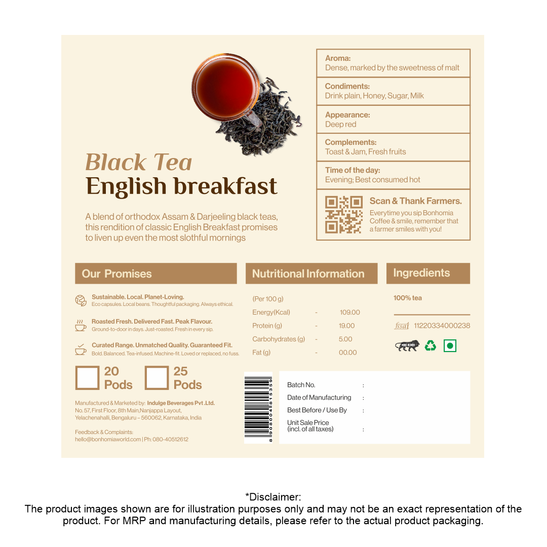 English Breakfast - Awakening & Energizing Tea Nespresso Compatible Pods | Tea Capsules