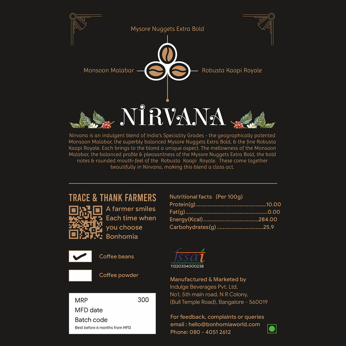 Nirvana | Roasted Specialty Coffee Beans | 200 Gms