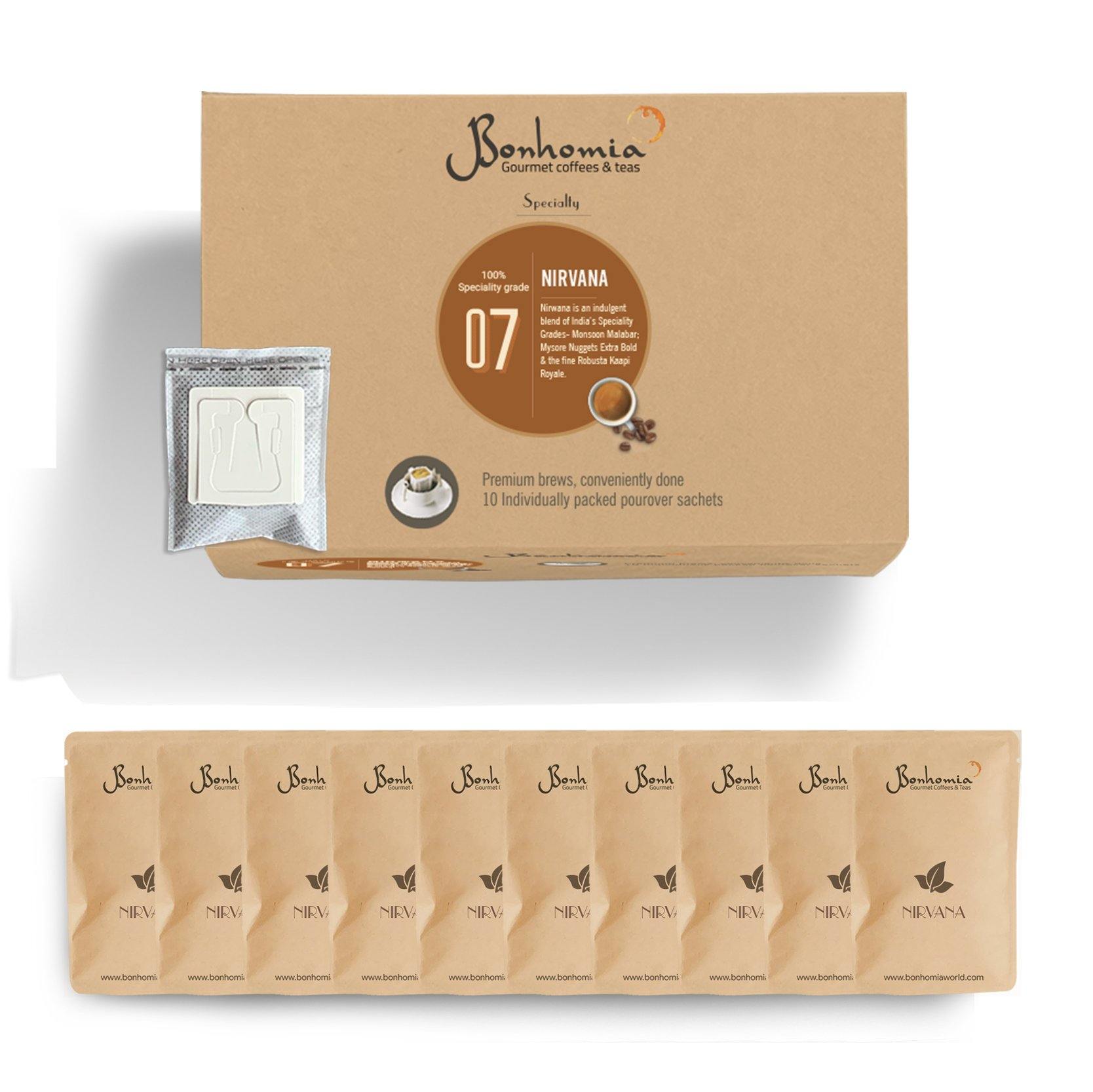 Bonhomia Nirvana | Strong coffee Drip Bags | Pack of 10 Easy pour coffee brew bags